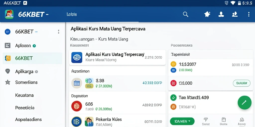 Tampilan antarmuka aplikasi 66KBET untuk kurs mata uang.