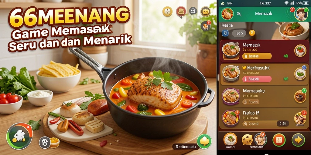 Antarmuka permainan 66MENANG yang menarik saat memasak.