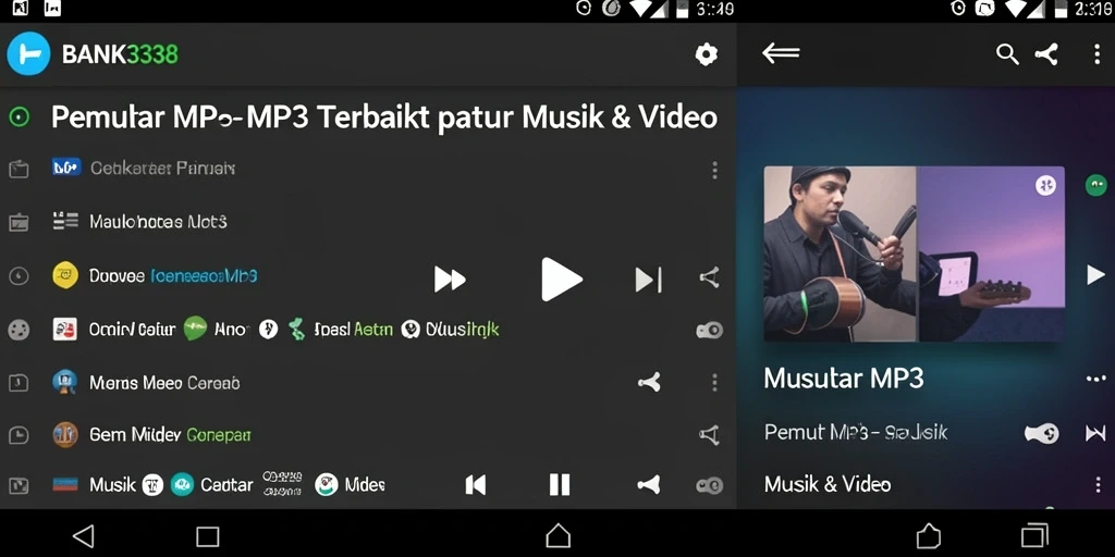 Tampilan antarmuka BANK338 yang intuitif dan menarik untuk Pemutar MP3.