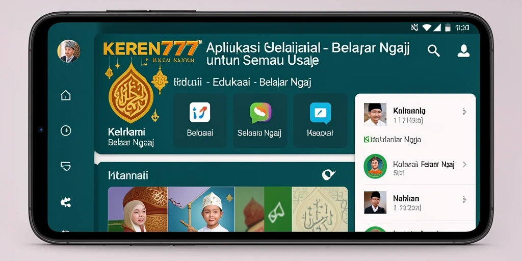 Antarmuka KEREN777 menunjukkan fitur belajar ngaji yang interaktif.