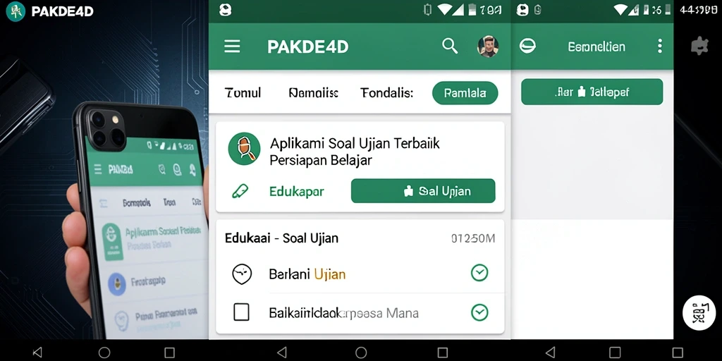 Antarmuka PAKDE4D dengan berbagai soal untuk belajar.