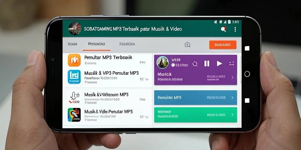 Antarmuka SobatGaming menampilkan berbagai fitur Pemutar MP3 yang intuitif.