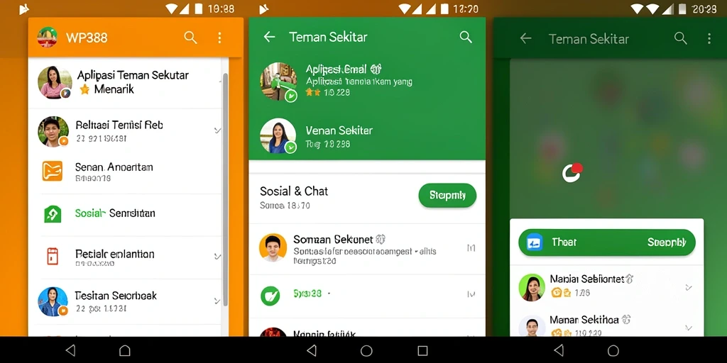 Tampilan antarmuka WP888 untuk fungsi Teman Sekitar.