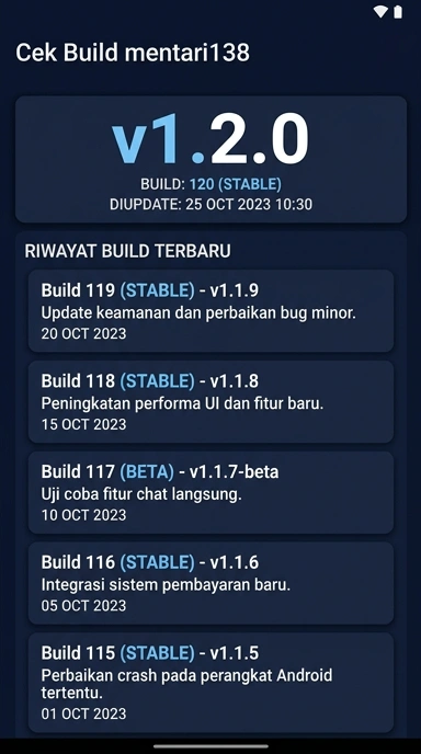 Riwayat Versi mentari138 APK untuk pengguna Android